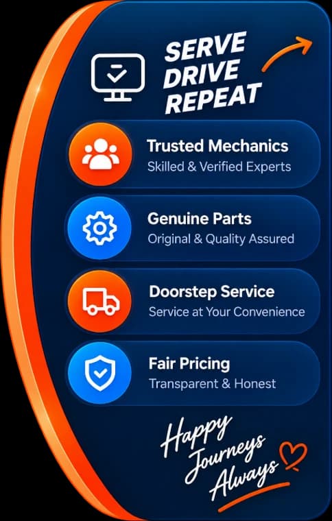 Serve Drive Repeat — Trusted Mechanics, Genuine Parts, Doorstep Service, Fair Pricing